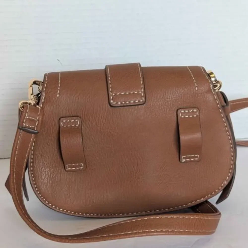 Small Rachel Zoe Tan Leather Convertible Crossbody Bag Purse 7x5